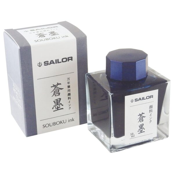 Sailor 50ml Bottled Ink in Souboku Ultra Blue Pigmented + Platinum ink bottle Blue Black INK-1200 # 3 COMBO