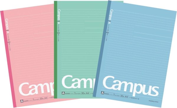 Kokuyo Note-203CATX3 Campus Notebook, A4, Pack of 3, Dot Ruled, A-Ruled, 30 Sheets